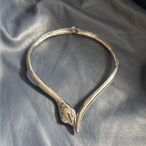 Vintage Natasha Sculptural Silver Snake collar necklace